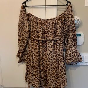 Leopard print off the shoulder Dress
